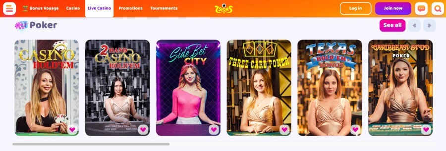 Poker na żywo w kasynie 7 Signs