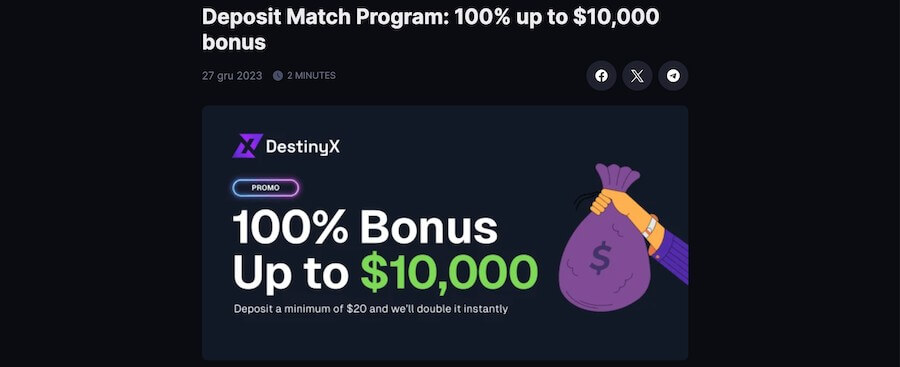 Bonus powitalny w kasynie DestinyX.
