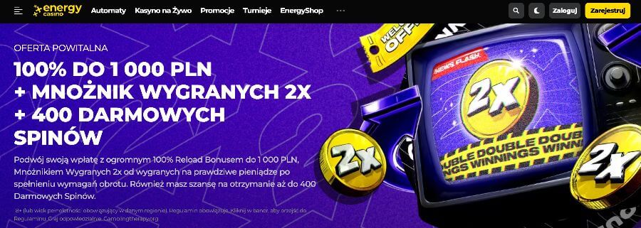 Bonus z niskim wymogiem obrotu w Energy Casino