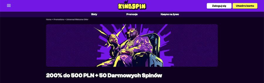 Kingspin bonus powitalny - darmowe spiny i gotówka