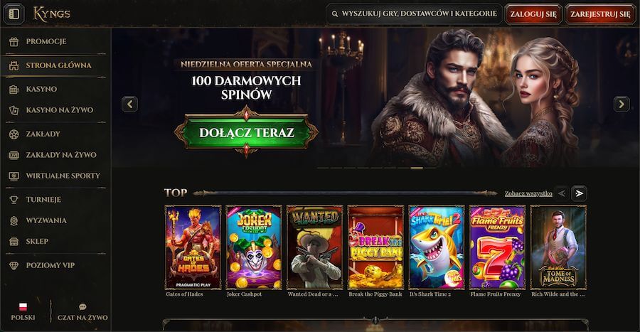 Kyngs trona startowa 100 darmowych spinów