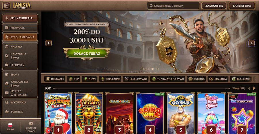 Lanista strona główna i krypto bonus powitalny