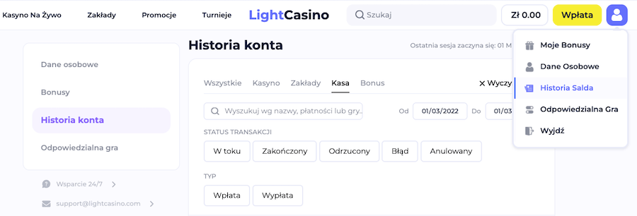 Light Casino Wypłaty