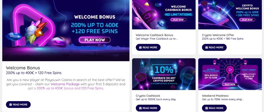 Bonusy w kasynie PlaYouWin