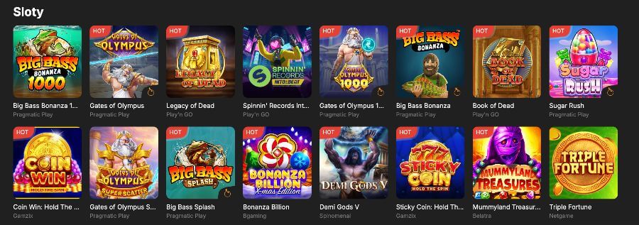 Gry dostępne w kasynie Need for Spin