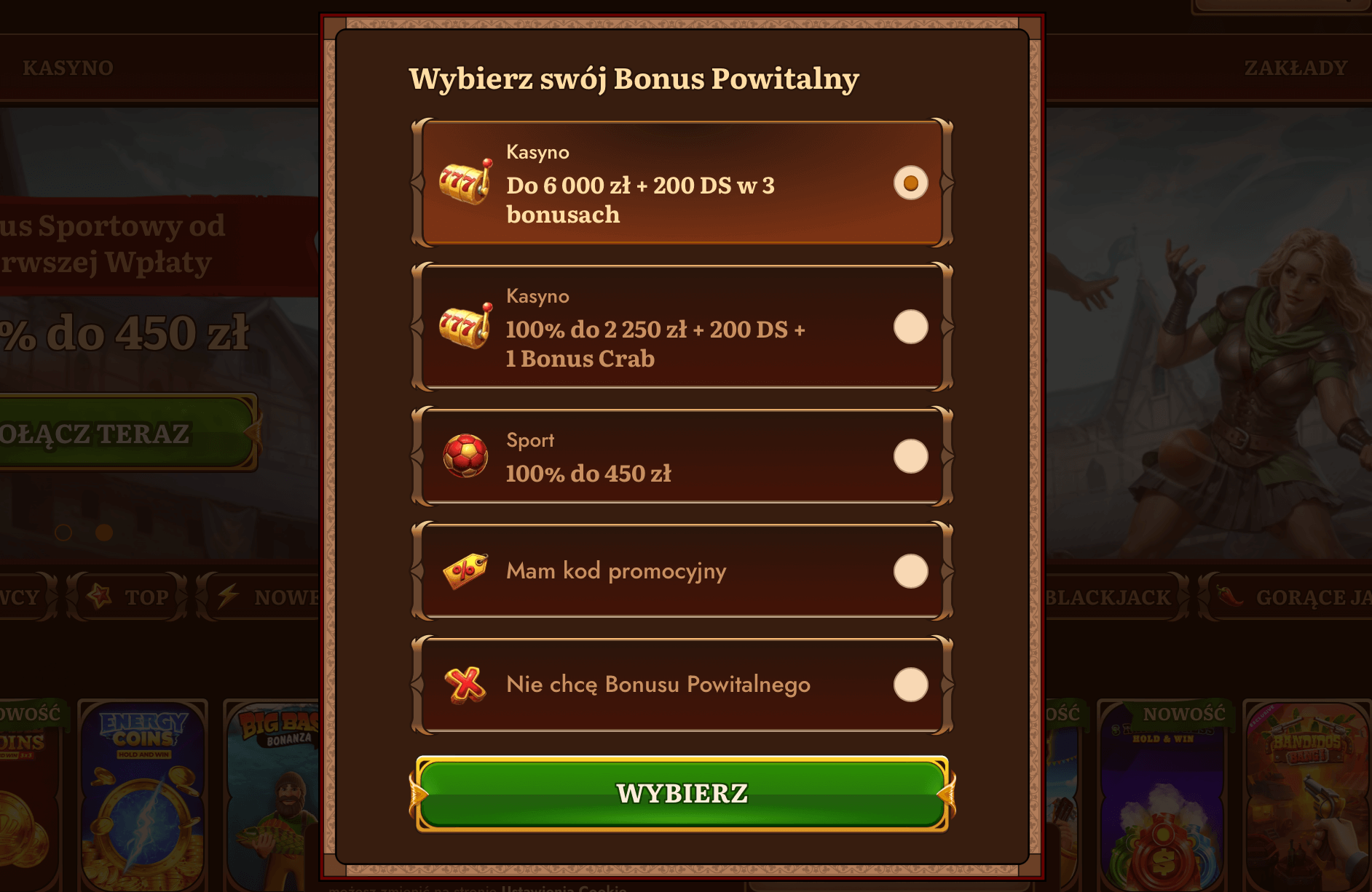 rejestracja w kasynie wild robin