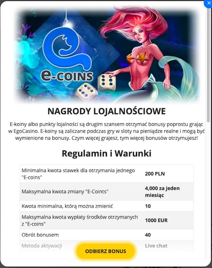 program VIP w kasynie Ego